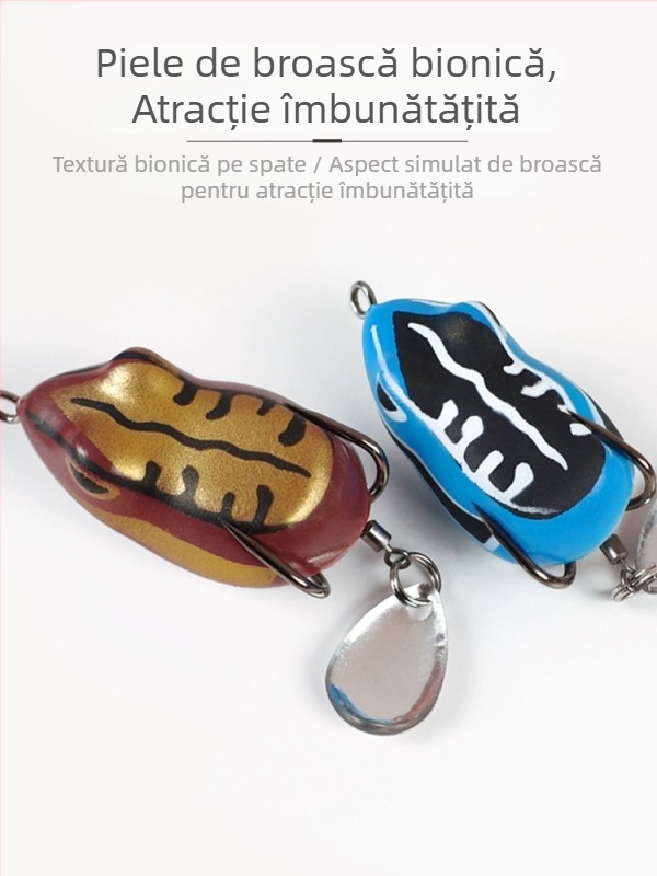 Shark Predator set de 5 năluci plutitoare, în formă de mini broaște, cu două cârlige, pentru pescuit la suprafață