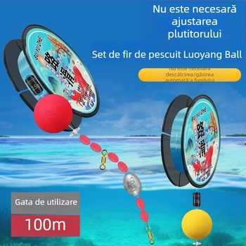 Set linie glisante cu plută sferică pentru aruncări la distanță, pescuit la mal și în larg, fir nylon 100 m, deja legat