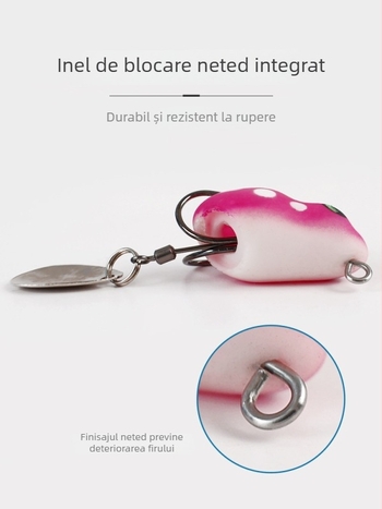 Shark Hunter: Set de 5 năluci mini de tip broscuță pentru aruncări la distanță, cu năluci moi, cârlige duble și element sonor pentru pescuit snakehead