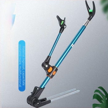 Suport pentru undițe din oțel inoxidabil, cu bază de montaj în teren, braț robust multifuncțional și cutie pentru accesorii pescuit