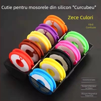 Cutie din silicon pentru bobina de linie de pescuit, curcubeu cu două nuanțe, tambur mare 4-16, durabilă.