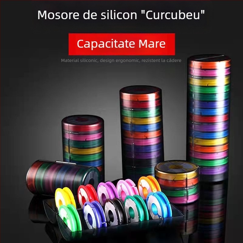 Cutie din silicon pentru bobina de linie de pescuit, curcubeu cu două nuanțe, tambur mare 4-16, durabilă.
