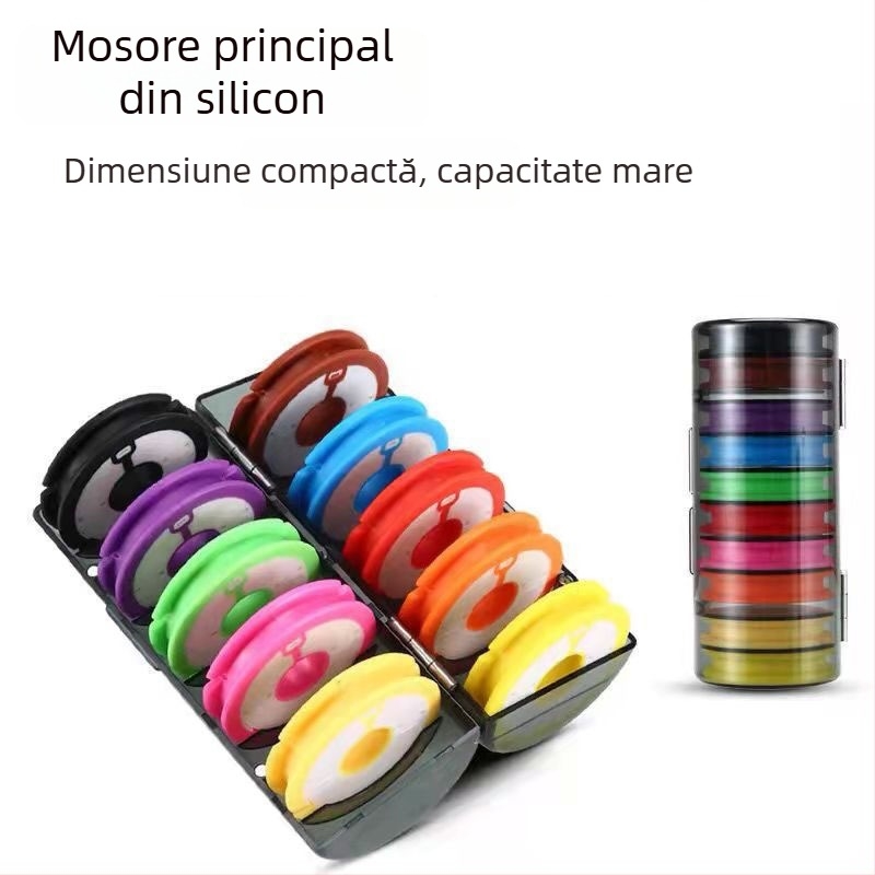 Cutie din silicon pentru bobina de linie de pescuit, curcubeu cu două nuanțe, tambur mare 4-16, durabilă.
