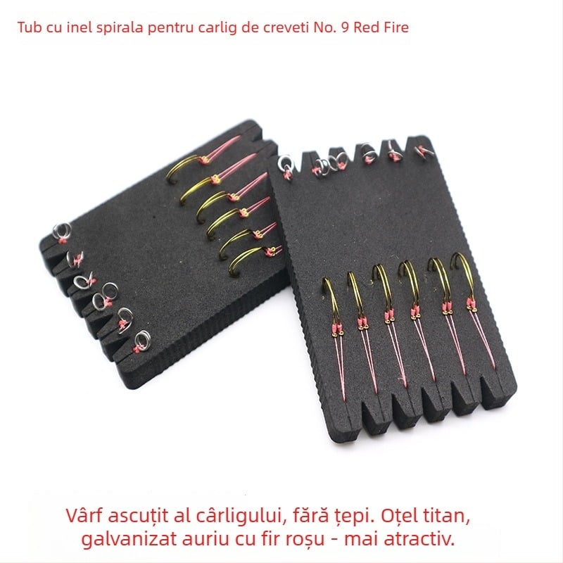 Set Cârlige creveți Nr. 9 cu inel echilibrat, cârlig fără barbă