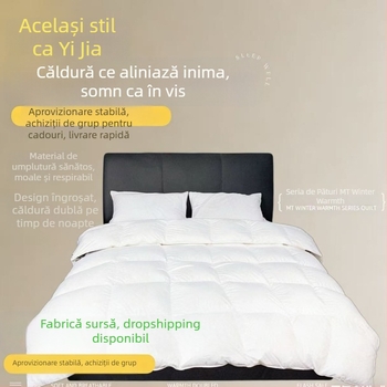 Cuvertură Yijia în stil hotel de cinci stele, umplutură din pene și mătase-cotton, pentru primăvară-toamnă și vară, nucleu de iarnă îngroșat, disponibile în dimensiuni single și double, țesătură periată