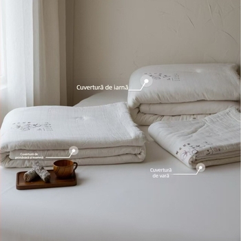 Cuvertură de pat din bumbac, dublu strat, țesătură jacquard, 100% bumbac pe ambele părți, pentru primăvară și toamnă