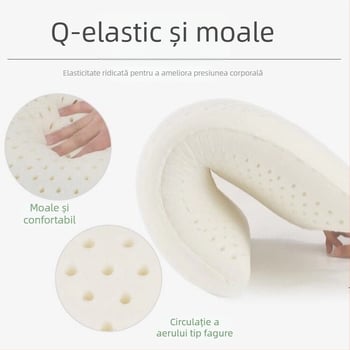 Pernă cervicală din latex natural – pentru adulți, profil redus, formă dreptunghiulară