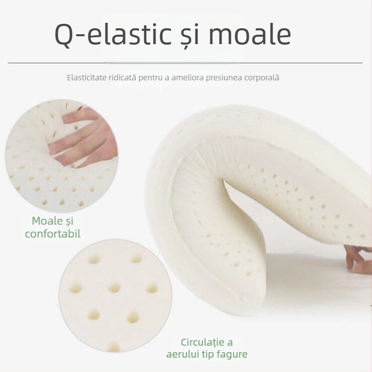 Pernă cervicală din latex natural – pentru adulți, profil redus, formă dreptunghiulară