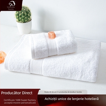 Prosoape de hotel din bumbac 100%, albe, satin spiral 16s, pătrate pentru față și baie