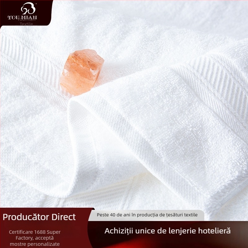 Prosoape de hotel din bumbac 100%, albe, satin spiral 16s, pătrate pentru față și baie