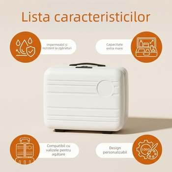 Valiză de machiaj portabilă pentru călătorii, 14 inch, capacitate mare
