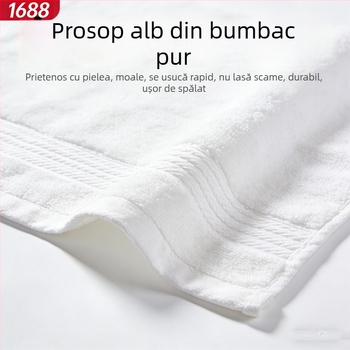 Set din bumbac 100% pentru hoteluri și pensiuni – prosoape de baie albe, GSM 500, rezistență la scămoșare, posibil broderie a logo-ului