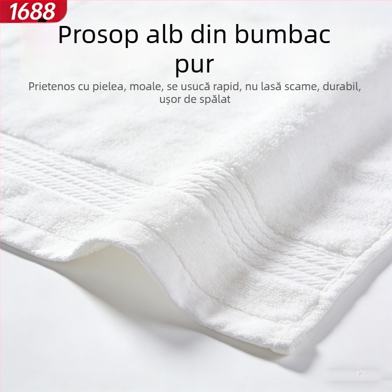 Set din bumbac 100% pentru hoteluri și pensiuni – prosoape de baie albe, GSM 500, rezistență la scămoșare, posibil broderie a logo-ului