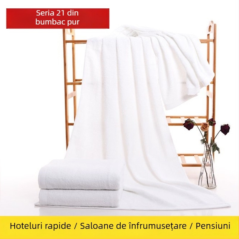Set din bumbac 100% pentru hoteluri și pensiuni – prosoape de baie albe, GSM 500, rezistență la scămoșare, posibil broderie a logo-ului