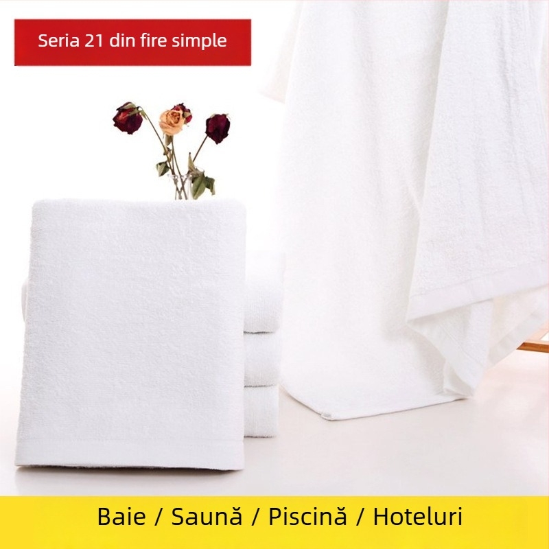 Set din bumbac 100% pentru hoteluri și pensiuni – prosoape de baie albe, GSM 500, rezistență la scămoșare, posibil broderie a logo-ului