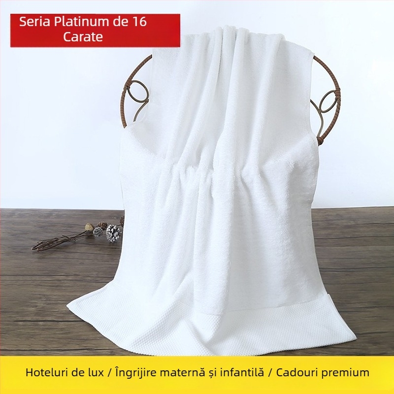 Set din bumbac 100% pentru hoteluri și pensiuni – prosoape de baie albe, GSM 500, rezistență la scămoșare, posibil broderie a logo-ului