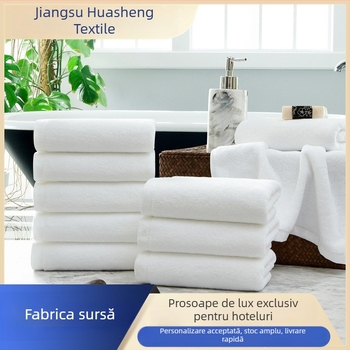 Prosoape de hotel cu logo brodat, 100% bumbac, albe, prosoape de baie și de față groase, 150 g/m²