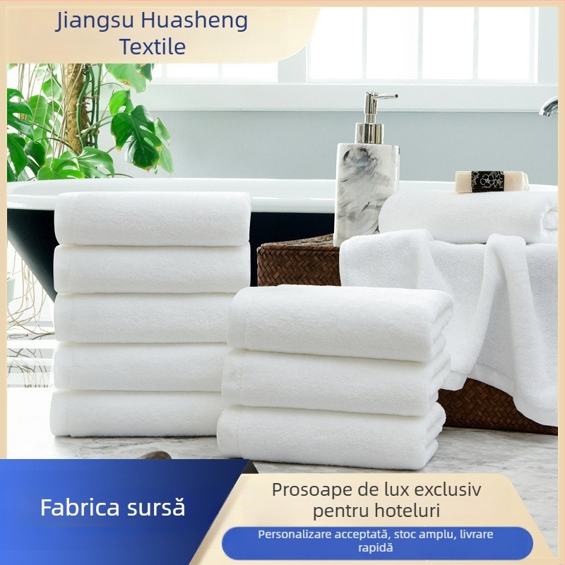 Prosoape de hotel cu logo brodat, 100% bumbac, albe, prosoape de baie și de față groase, 150 g/m²