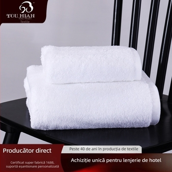 Set prosoape din bumbac pentru hotel – alb pur, include prosop pentru față și prosop de baie