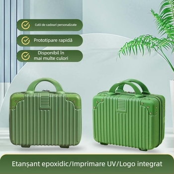 Etui cosmetic retro în stil macarons, geantă de călătorie mică cu spațiu de depozitare, cutie de machiaj de 14 inch