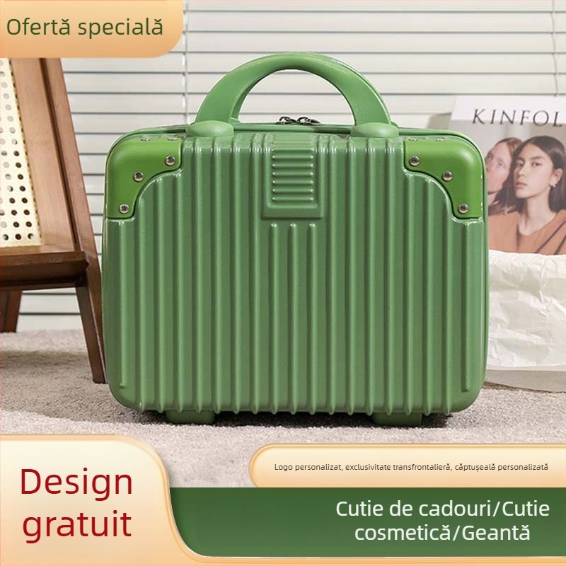 Etui cosmetic retro în stil macarons, geantă de călătorie mică cu spațiu de depozitare, cutie de machiaj de 14 inch