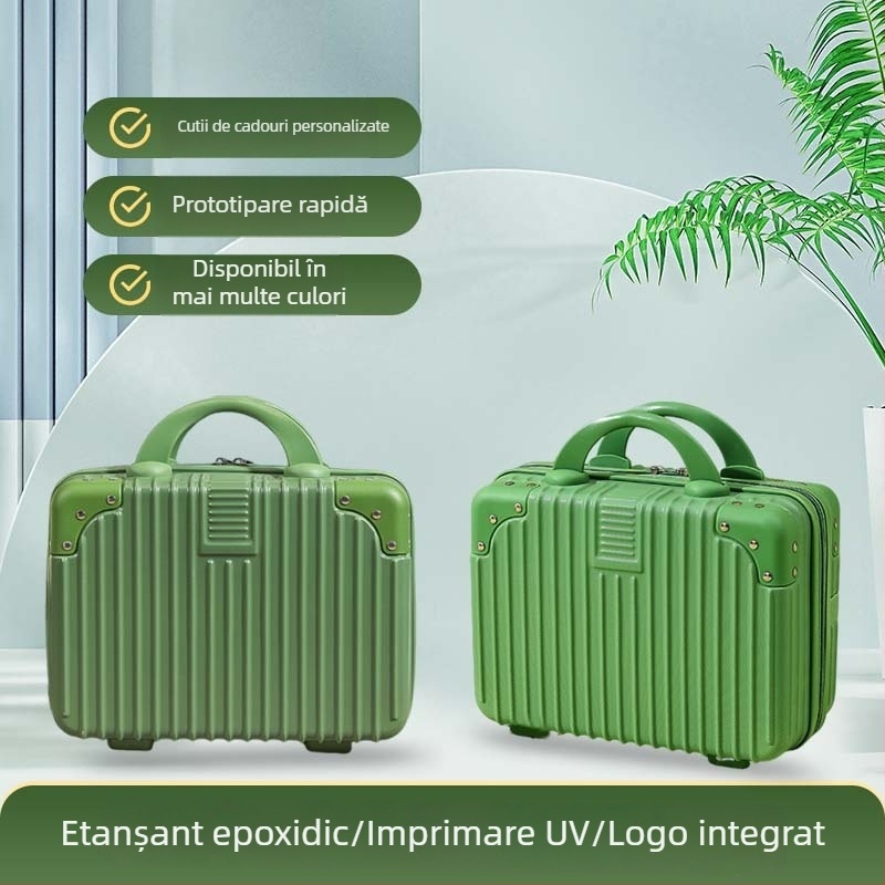 Etui cosmetic retro în stil macarons, geantă de călătorie mică cu spațiu de depozitare, cutie de machiaj de 14 inch