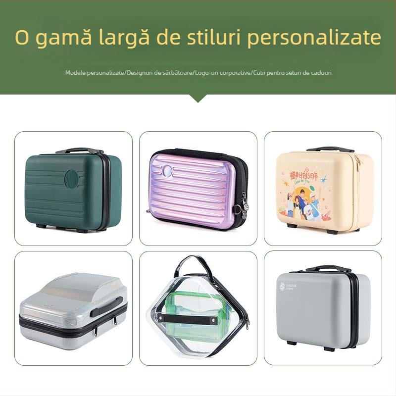 Etui cosmetic retro în stil macarons, geantă de călătorie mică cu spațiu de depozitare, cutie de machiaj de 14 inch