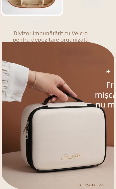 Geantă de cosmetice pentru femei, cu capacitate mare, pentru călătorii, portabilă, lux ușor