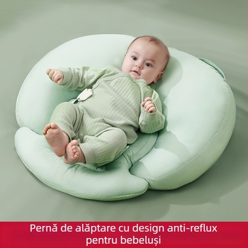 Pernă de alăptare pentru nou-născuți - formă U, pentru calmarea refluxului de lapte și a excesului de lapte în timpul hrănirii