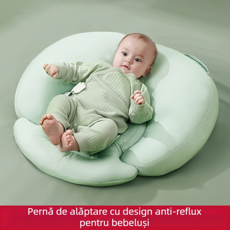 Pernă de alăptare pentru nou-născuți - formă U, pentru calmarea refluxului de lapte și a excesului de lapte în timpul hrănirii