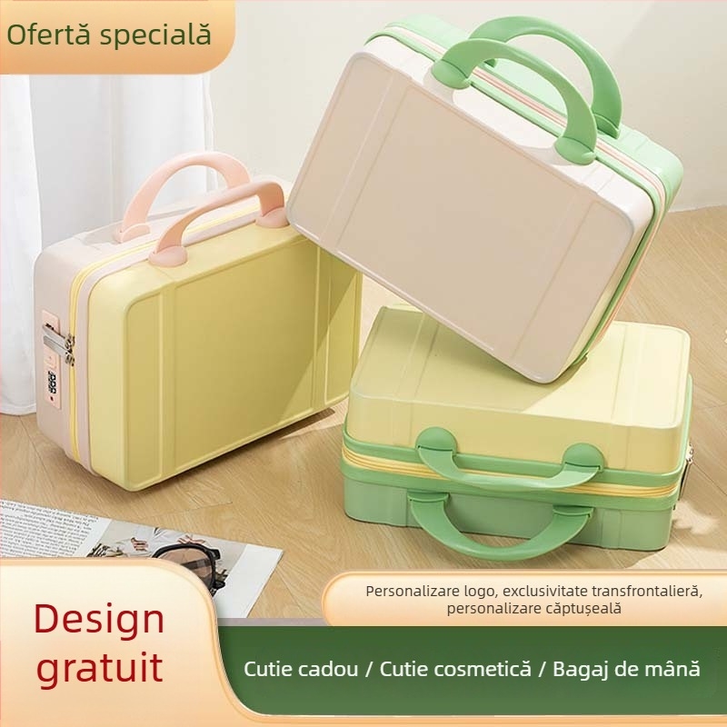 Valiză de mână pentru femei, personalizată, 14 inch, cu spațiu de depozitare și ambalaj cadou, pentru călătorii, compatibilă cu mânerul telescopic