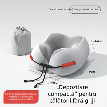 Pernă de călătorie din spumă cu memorie, în formă de U, pentru sprijinul gâtului — ideală pentru avion, mașină și tren