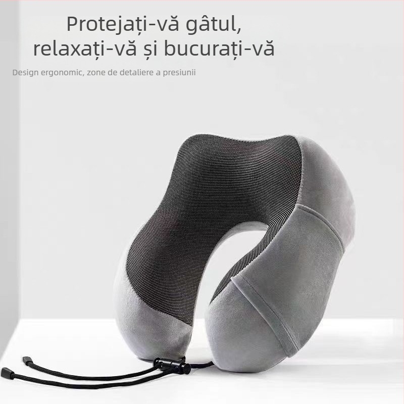 Pernă de călătorie în formă de U, cu memory foam, pentru odihnă și sprijin cervical – Cadou pentru Anul Calului