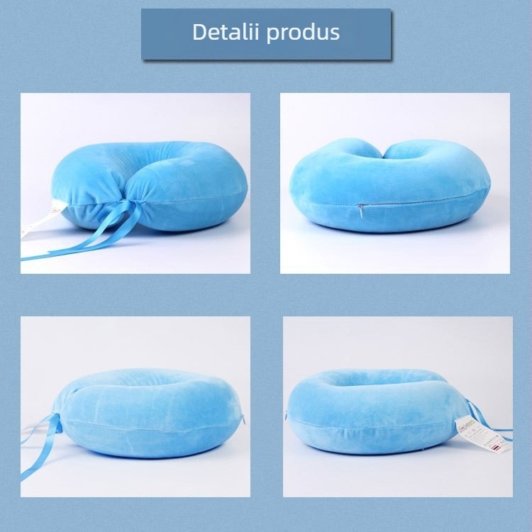 Pernă din latex natural, în formă de U, pentru sprijinul coloanei cervicale, pernă de călătorie pentru mașină sau avion, pentru adulți