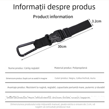 Curea reglabilă de bagaj cu cataramă exterioară și cârlig pentru rucsac, pentru călătorii de afaceri