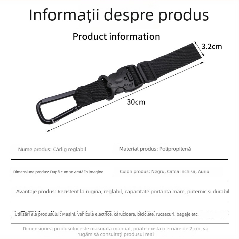 Curea reglabilă de bagaj cu cataramă exterioară și cârlig pentru rucsac, pentru călătorii de afaceri
