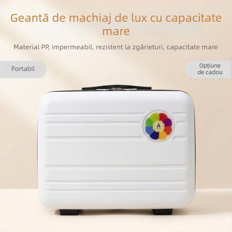 Trusă de machiaj în stil valiză de 14 inch, cu logo, cutie cadou portabilă pentru sărbători, geantă de machiaj pentru bagaj de mână