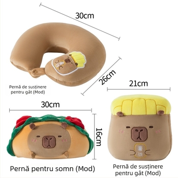 Pernă pentru gât în formă de U, dual-use, pentru odihnă la birou, cu umplutură din spumă, imprimare a logo-ului