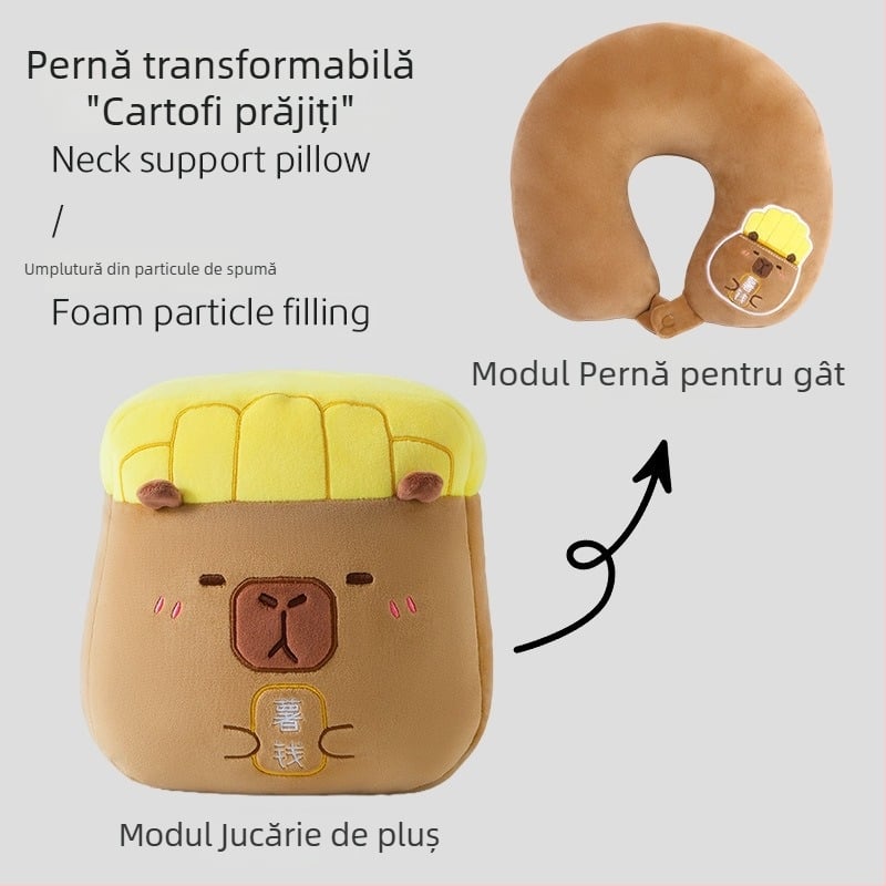 Pernă pentru gât în formă de U, dual-use, pentru odihnă la birou, cu umplutură din spumă, imprimare a logo-ului