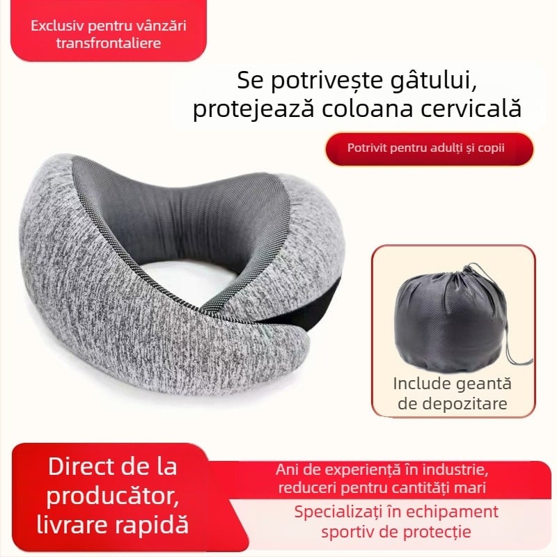 Perne cervicale U cu spumă cu memorie pentru birou și călătorii, portabilă, lavabilă, design în formă de melc