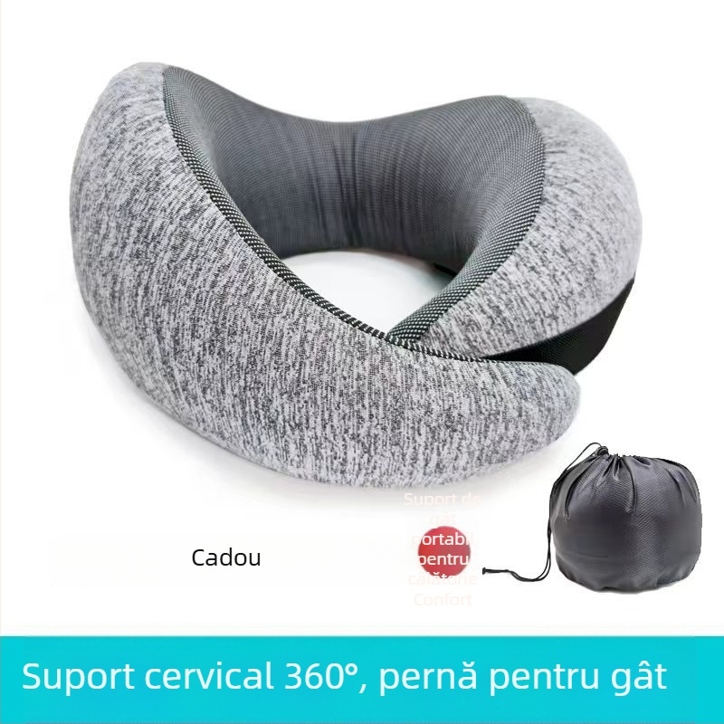 Perne cervicale U cu spumă cu memorie pentru birou și călătorii, portabilă, lavabilă, design în formă de melc