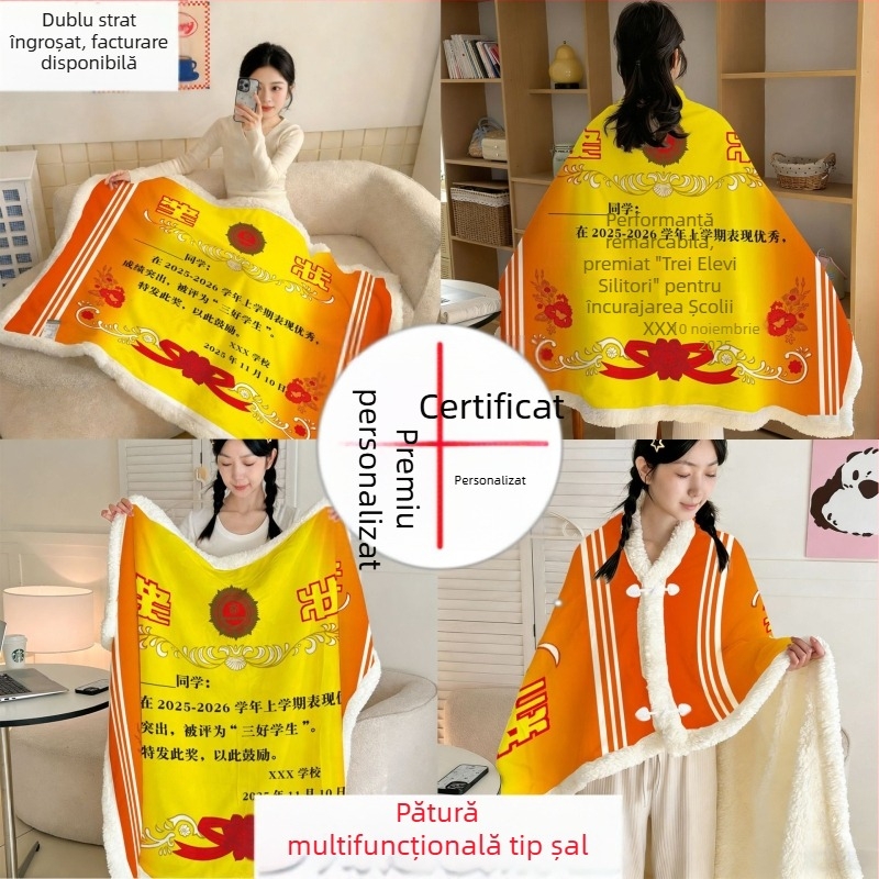 Pătură de premii Clasa A, personalizată după designul profesorului — cu două straturi, groasă, pentru pauza elevilor