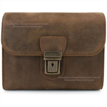 Geantă din piele naturală pentru cameră digitală, bărbați, stil vintage uzat, închidere cu nasture snap, geantă crossbody portabilă pentru DSLR