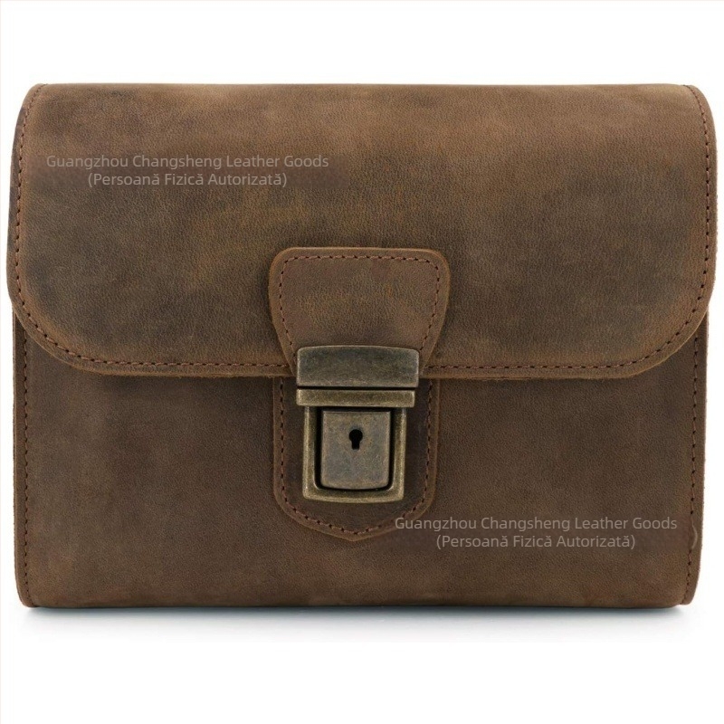 Geantă din piele naturală pentru cameră digitală, bărbați, stil vintage uzat, închidere cu nasture snap, geantă crossbody portabilă pentru DSLR