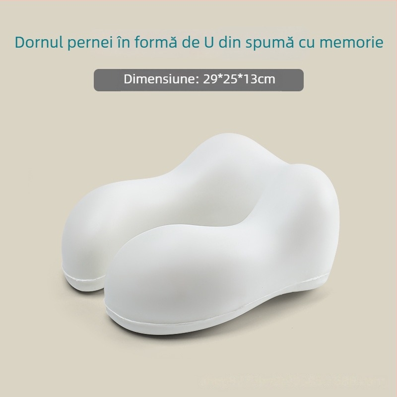Perna de gât în formă de U din spumă cu memorie pentru călătorii, pentru avion și tren