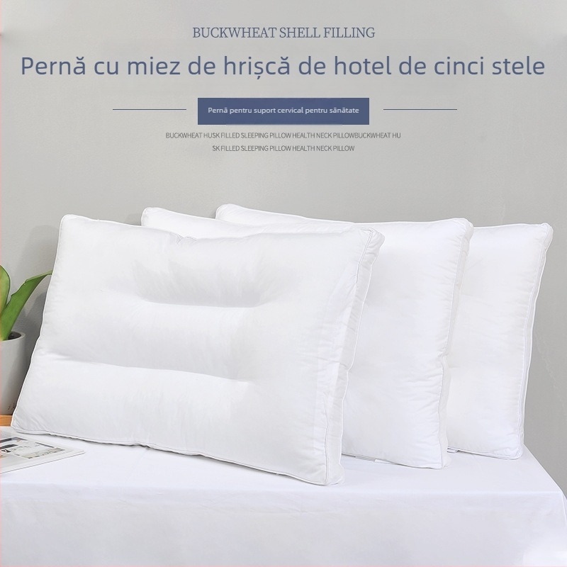 Perne cu hrișcă și husă din bumbac 100%, suport pentru gât, dreptunghiulară, moale și elastică