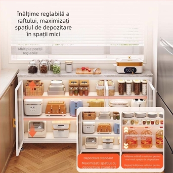 Raft de depozitare pentru bucătărie, uși cu panou luminos și dulap ultra-subțire