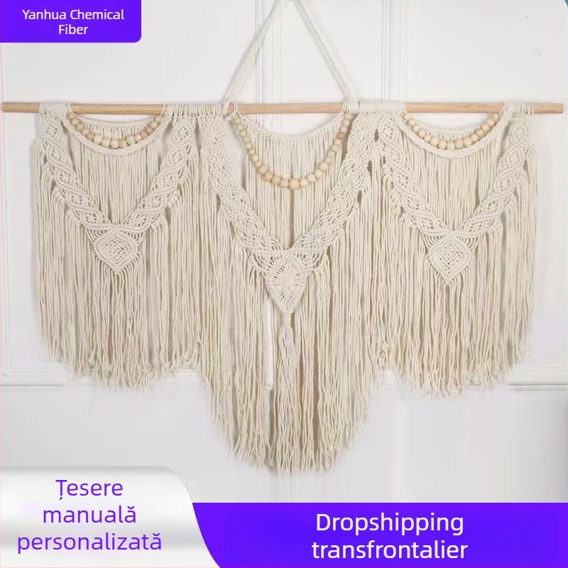 Goblen din sfoară de bumbac, stil boem european, țesut manual, decor pentru perete, DIY