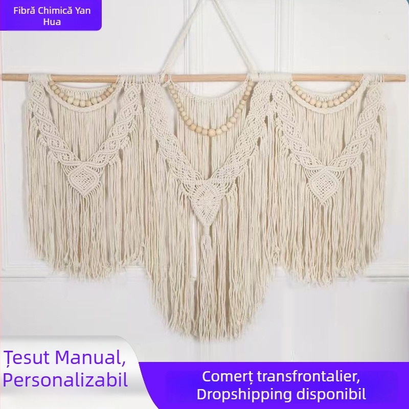 Goblen din sfoară de bumbac, stil boem european, țesut manual, decor pentru perete, DIY