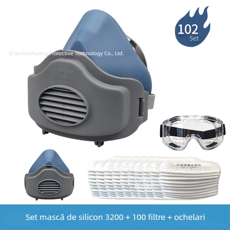 3200 Semi-mască din silicon cu ochelari de protecție împotriva prafului, pentru praf de mină de cărbune și măcinare, utilizare industrială